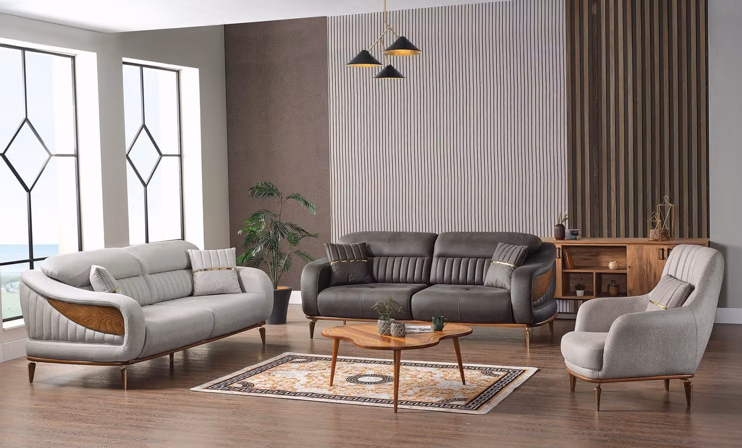 Sofagarnitur 3+3+1 Sitzer Modern Relax Sessel Modern Stil 3tlg Luxus Wohnzimmer
