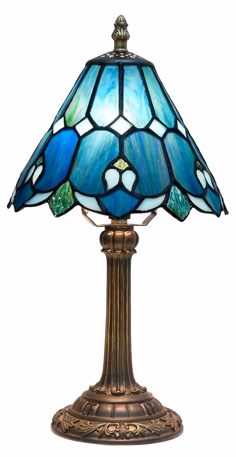 Lampada da tavolo - Vetro colorato - 20 x 36 cm - Blu - Per camera da letto, soggiorno e cameretta