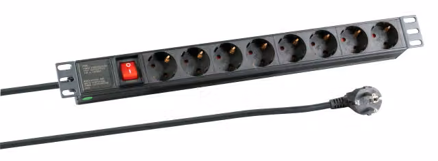 EFB EK622DE.2 EFB 19" 1HE Steckdosenleiste 8xCEE 7/3 mit Schalter,Schwarz