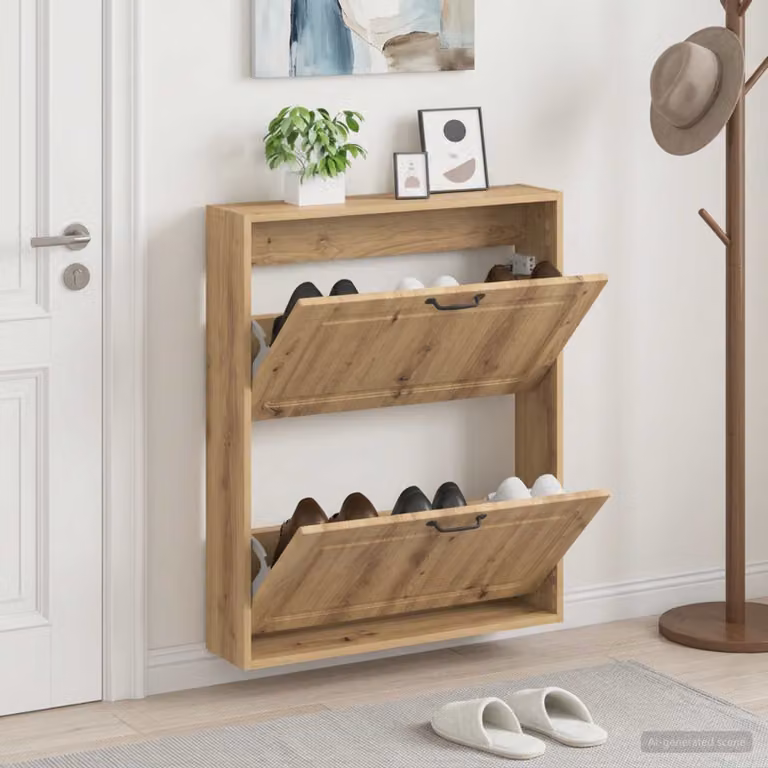 Mobiletto per scarpe da muro vidaXL UTRECHT moderno in legno e metallo, L/P/H: 71 x 17 x 86 cm