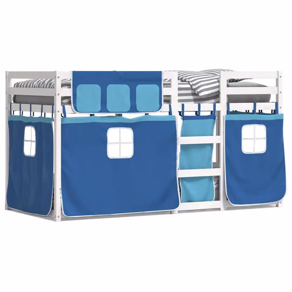 Letto a castello per bambini vidaXL in legno di pino massello, blu e bianco, L 200 x P 80 x H 205,5 cm – 2