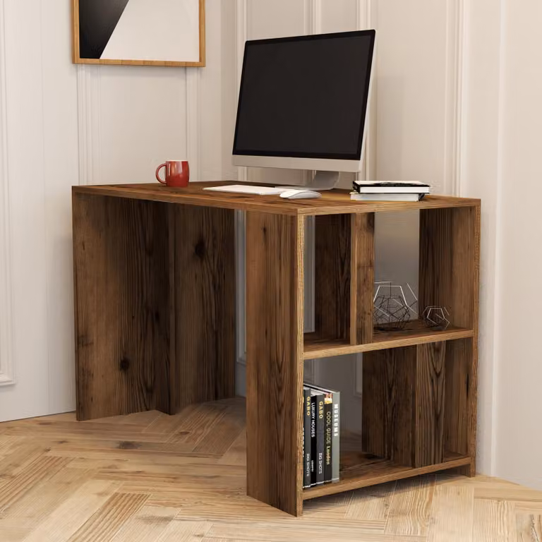 Corfinio - Scrivania, 120x60x75h cm Marrone Noce, 3 Ripiani