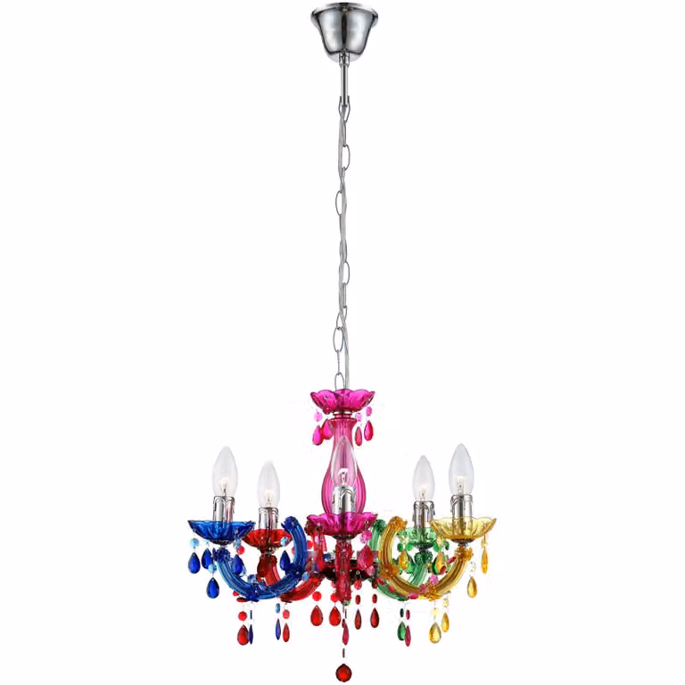 Globo Lighting Luster Metall verchromt, 5x E14