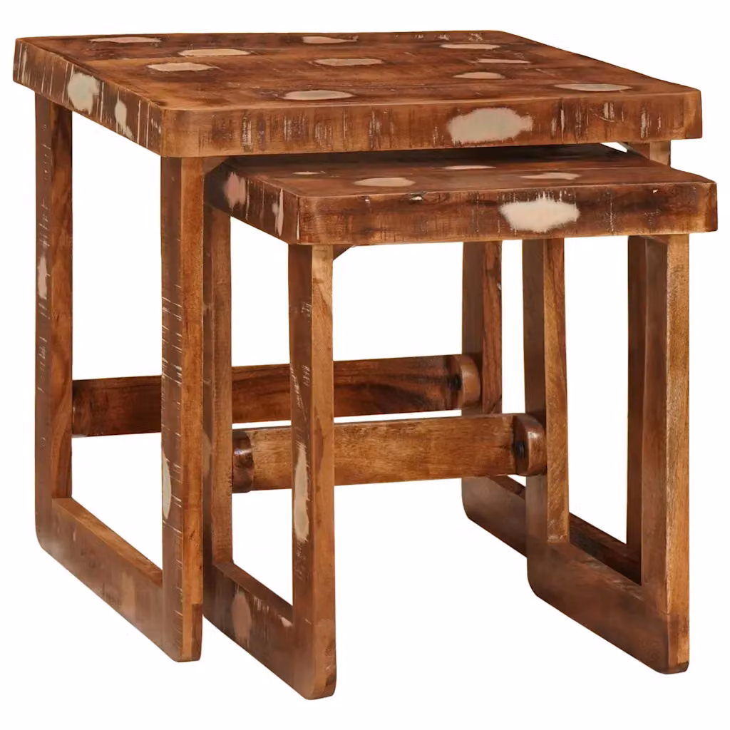Set di 2 tavoli da annidamento vidaXL in legno marrone, forma quadrata, L/P/H: 46 x 46 x 45 cm