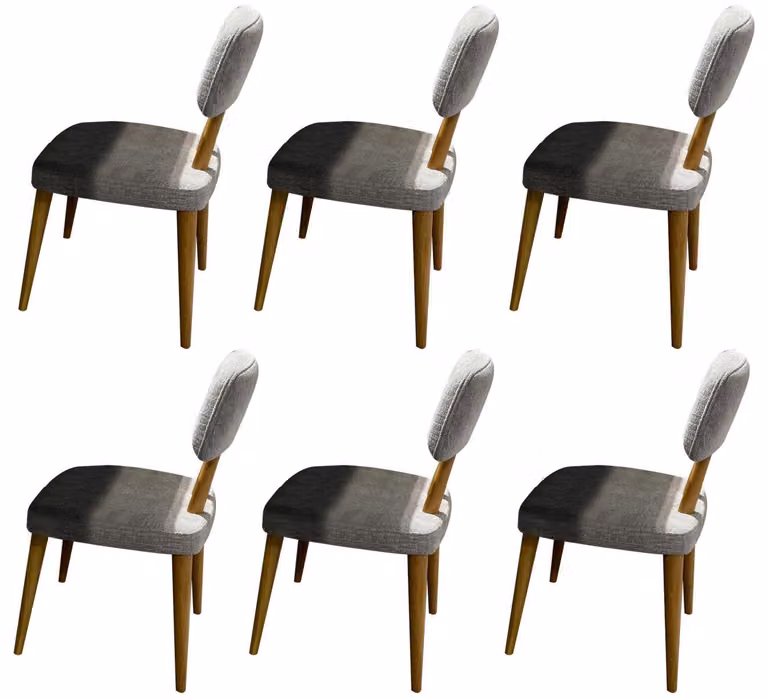 Elegantes Graues Stuhl-Set 6x Stoffstühle Esszimmer Möbel Stühle