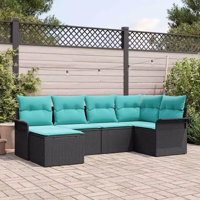 Set Divano da Giardino 6 pz Nero polyrattan 3354105