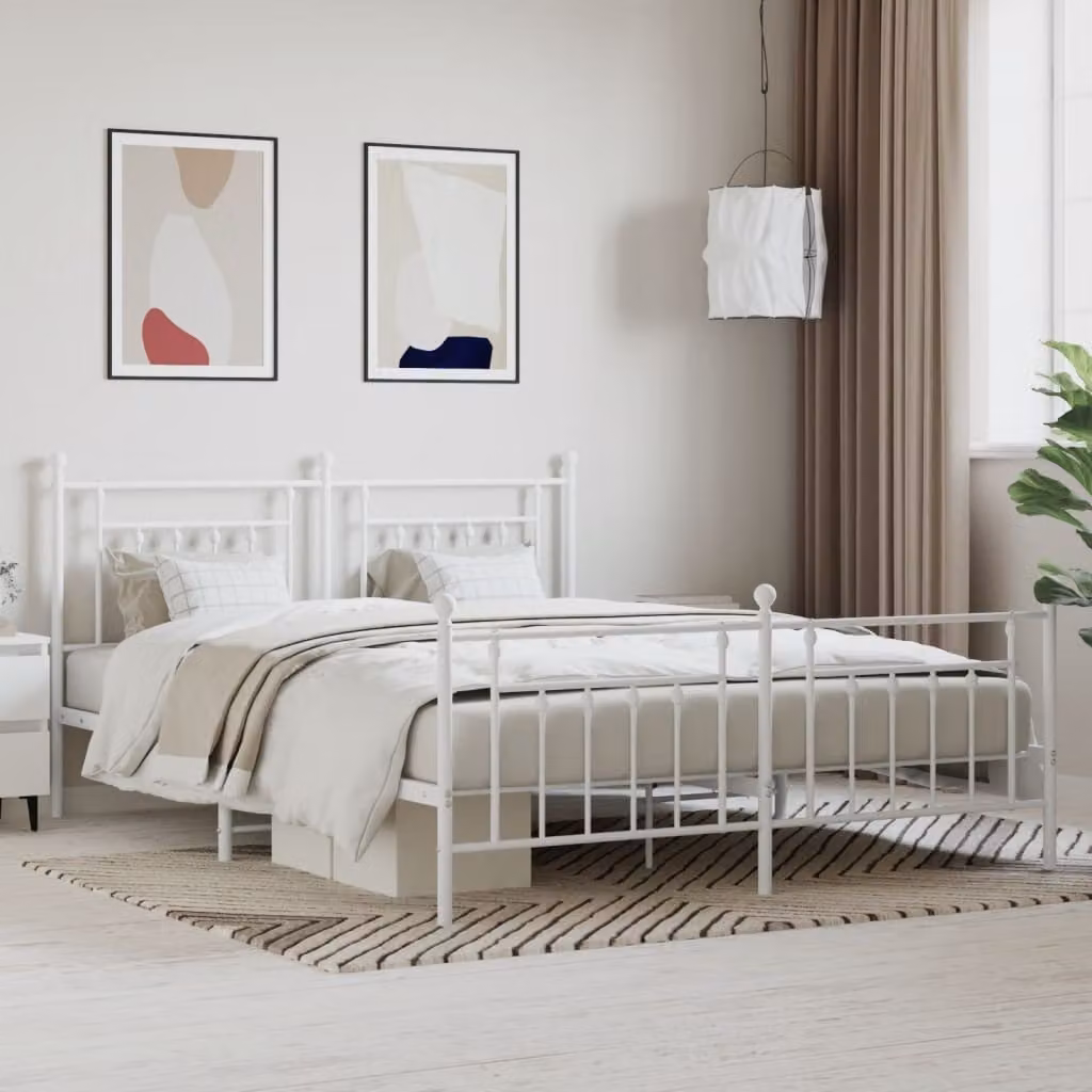 vidaXL Giroletto con testiera e pediera in metallo bianco 183x213 cm - Giroletto - Cornici per letti - Giroletto - Letto