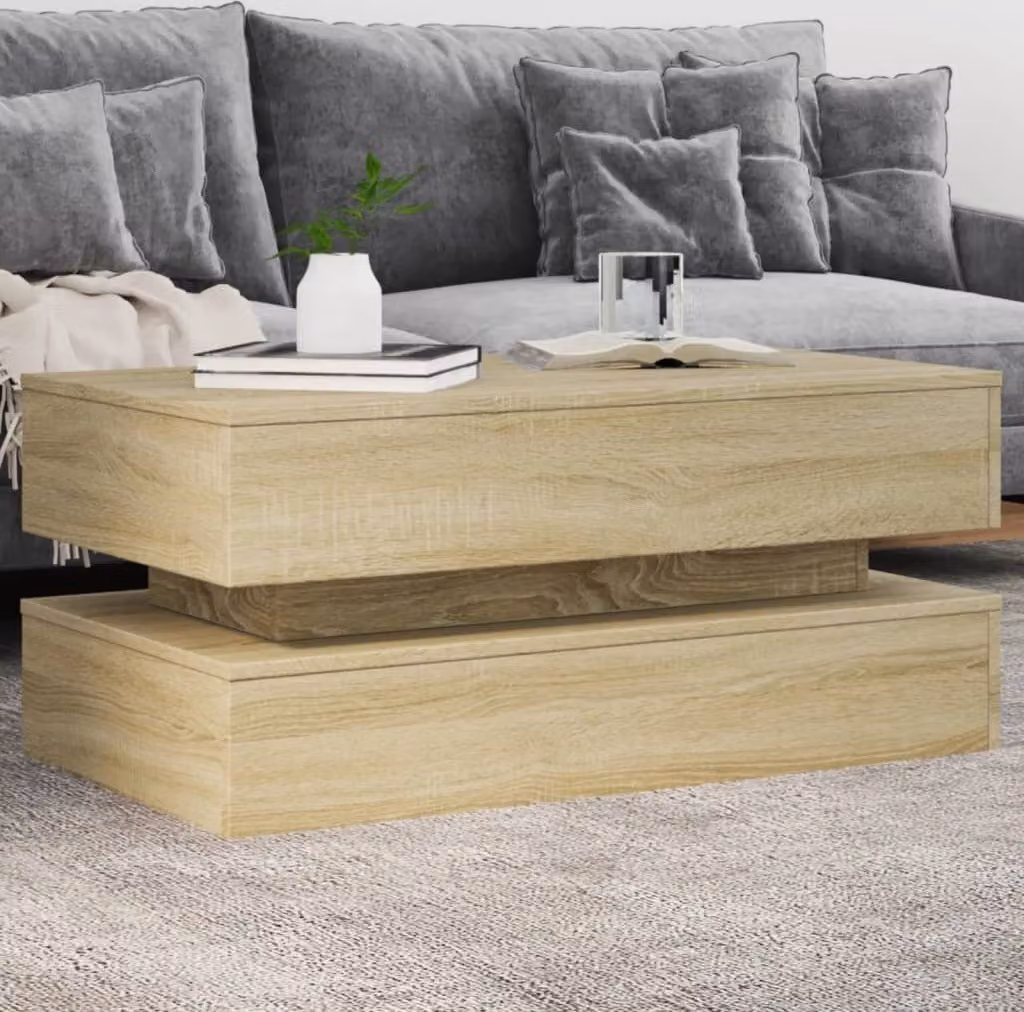 Maison Exclusive - Tavolino con luci LED in rovere Sonoma 90x50x40 cm