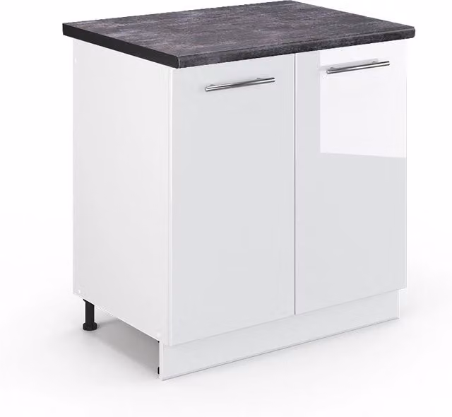 Mobile lavello cucina Fame-Line Bianco lucido/Bianco 80 cm, PL Antracite Vicco