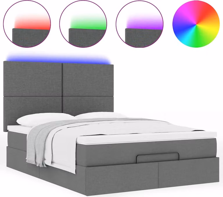 Struttura Letto Pouf con Materasso 140x200 cm in Tessuto