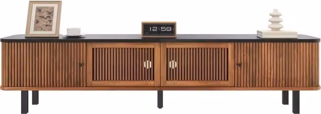 Mobile TV moderno, supporto per TV, pannello TV, mobile TV basso. Due ante scorrevoli, due ante a rete, design unico. 190 x 35 x 45 cm (L x P x A)