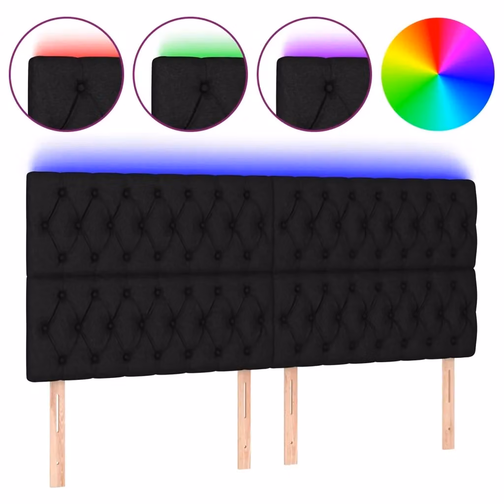 Testiera per letto con illuminazione LED e porta USB vidaXL in tessuto nero L: 180 cm, P: 7 cm, H: 118-128 cm – 2