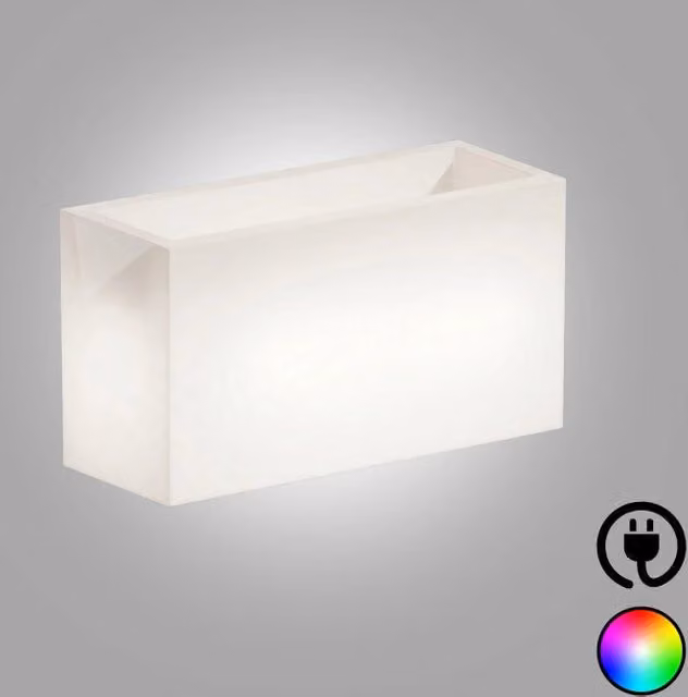 Vaso Fioriera luminosa moderna di design 80x35 H50 in polimero resistente con LED multicolor per interno ed esterno - Made in Italy - Monacis