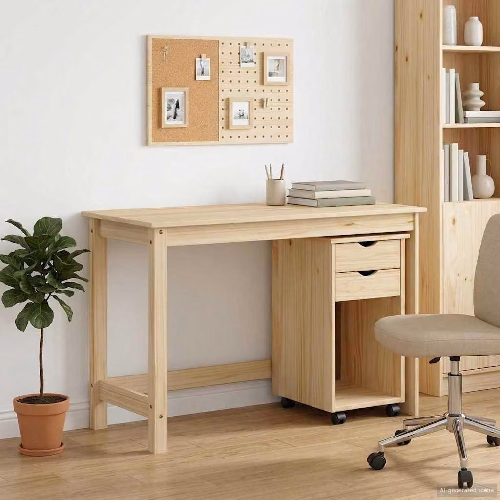 Maison Exclusive - Set di due scrivanie con cassetti, colore marrone, in legno di pino massello