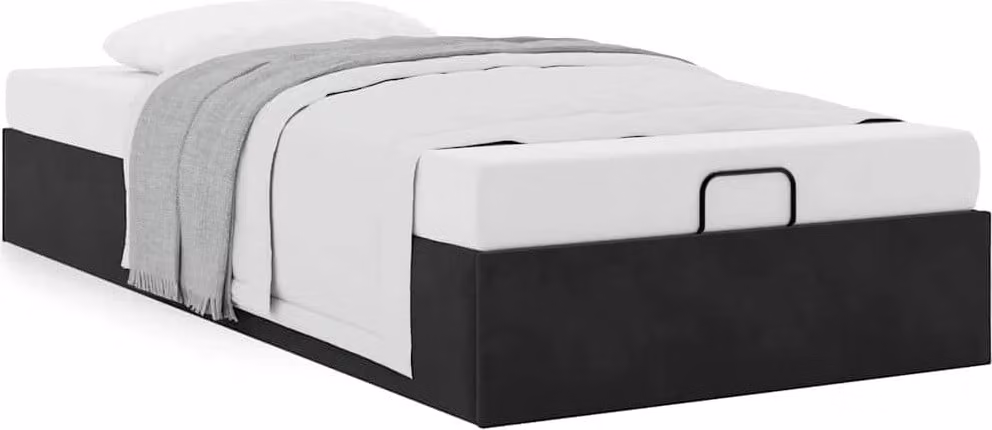 Struttura Letto Pouf Senza Materasso Nero 90x200 cm Velluto