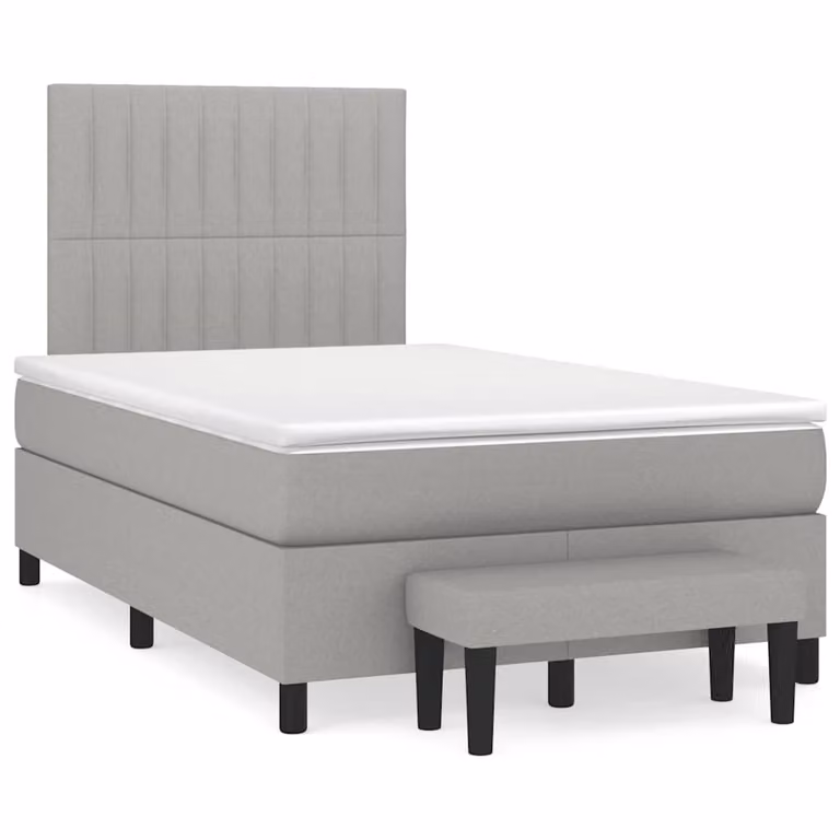vidaXL Giroletto a Molle Ibrido con Materasso in Tessuto Grigio e Bianco L/P/H: 120 x 200 x 193 cm