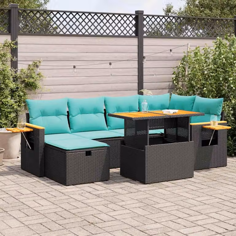 Maison Exclusive - Set Divani Giardino 7 pz con Cuscini Marrone Polyrattan Acacia