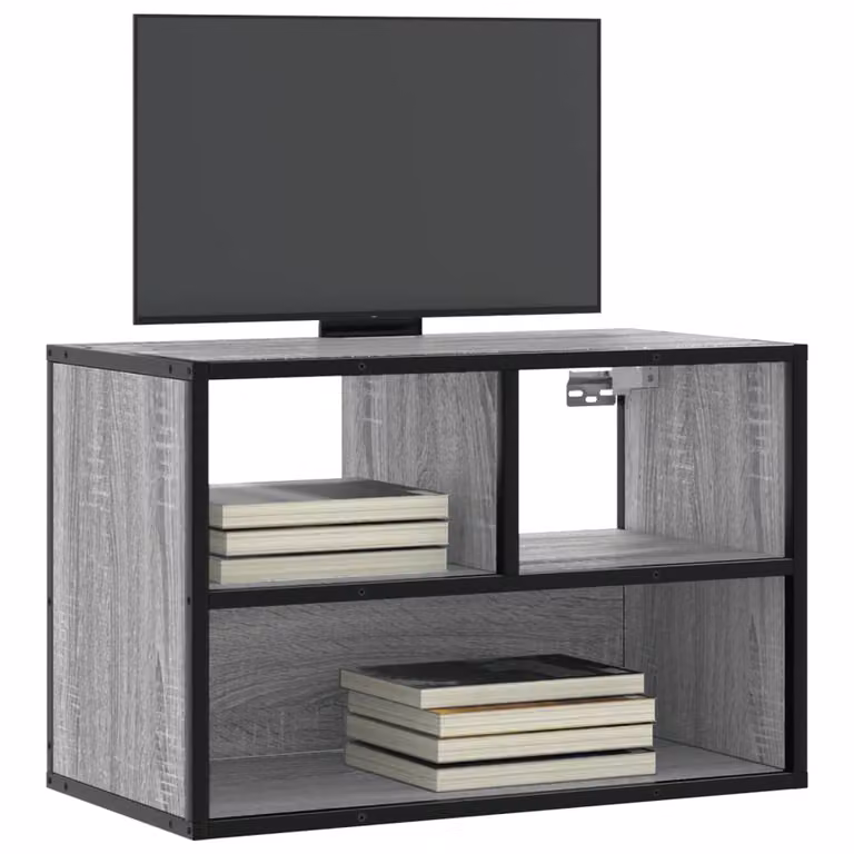 Mobile TV vidaXL in stile industriale Grigio Sonoma, realizzato in legno e metallo, L 60 cm x P 31 cm x H 39,5 cm
