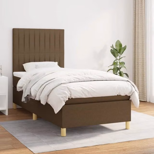 Letto Ibrido con Giroletto a Molle e Materasso vidaXL, Marrone e Bianco, L 100 x P 200 cm