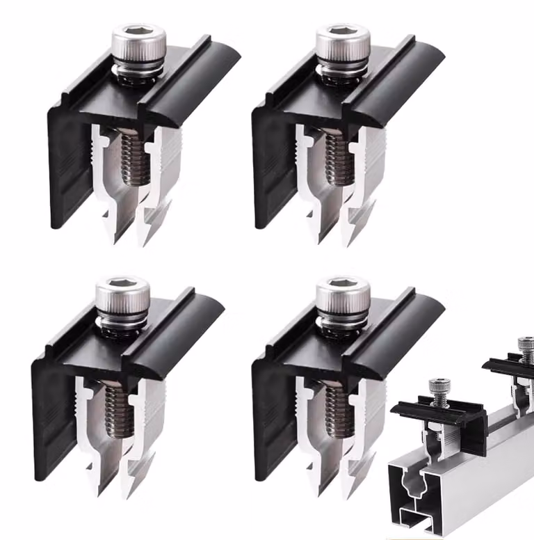 4 morsetti finali per supporto di pannello solare, 30 mm, neri, adatti per moduli incorniciati con un'altezza di 30-45 mm