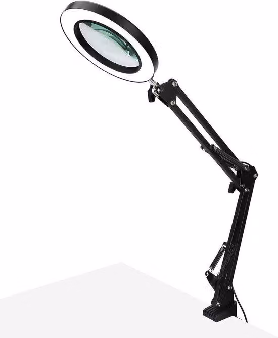 Lampada da tavolo - Lampada da lavoro di precisione - Ingrandimento 10x - 8 Watt - Nera