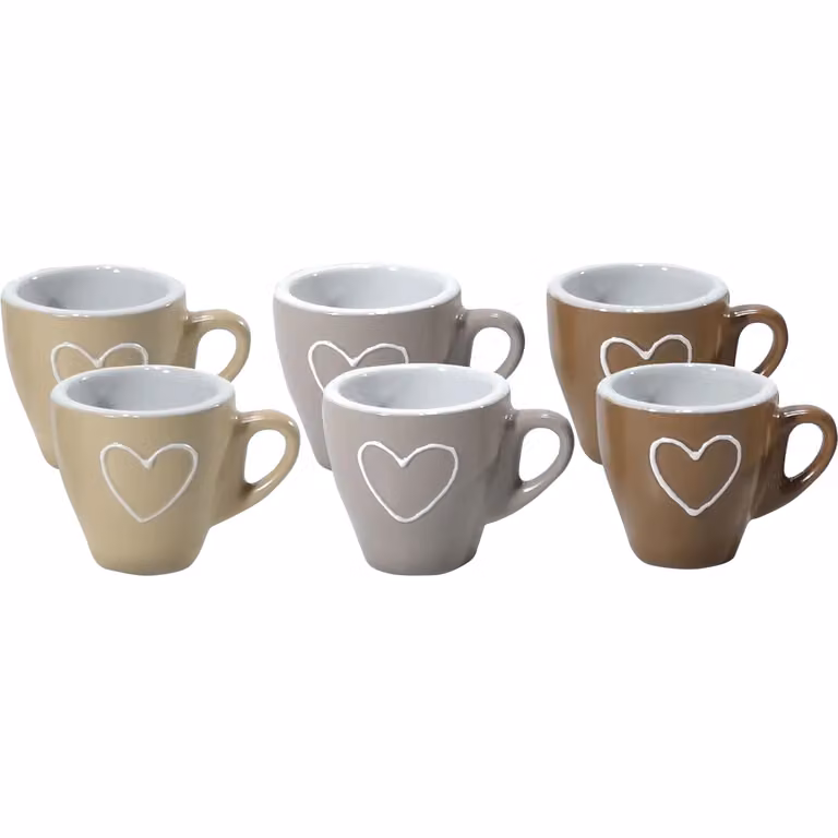 Set di 6 tazzine da caffè espresso Gusto Casa in stoneware multicolore, capacità 9 cl