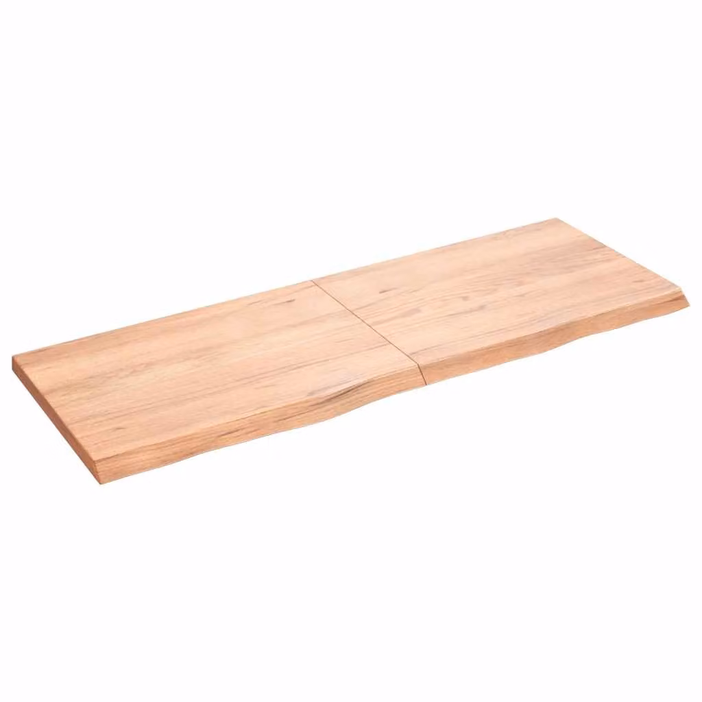 Ripiano da muro vidaXL in legno massello di rovere color marrone, stile rustico, L: 140 cm, P: 50 cm, H: 2-4 cm