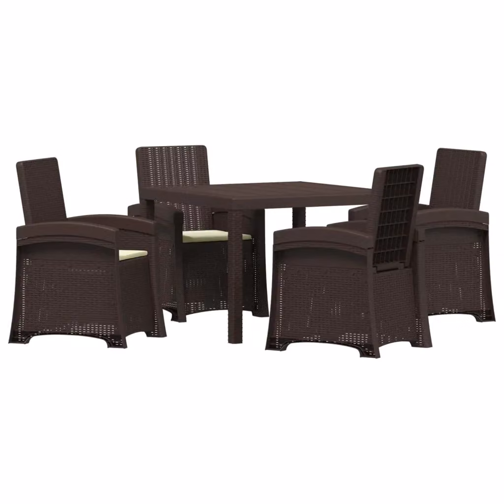 Set da pranzo da giardino moderno vidaXL in rattan sintetico marrone e beige composto da 5 pezzi – 2