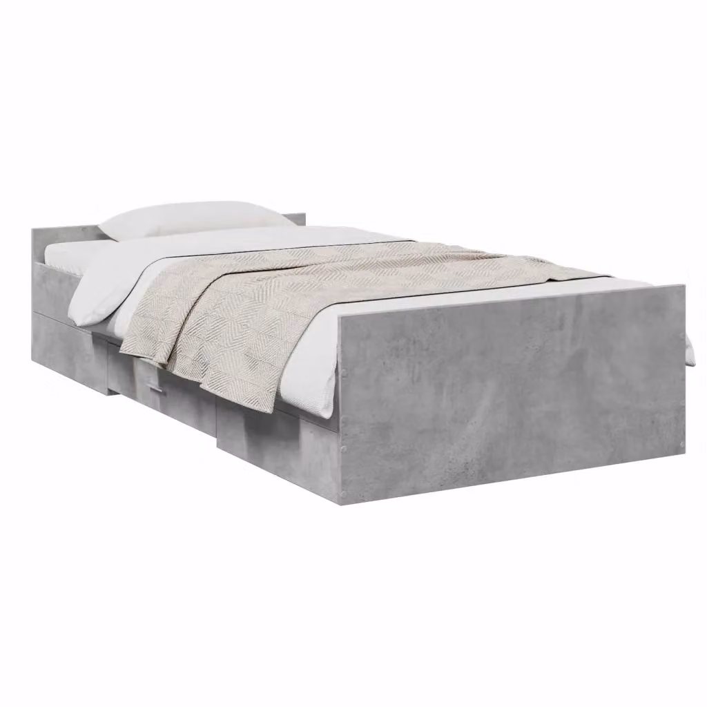Letto con contenitore con cassetti vidaXL in legno e metallo Grigio, L/P/H: 200 x 80 x 40 cm – 2