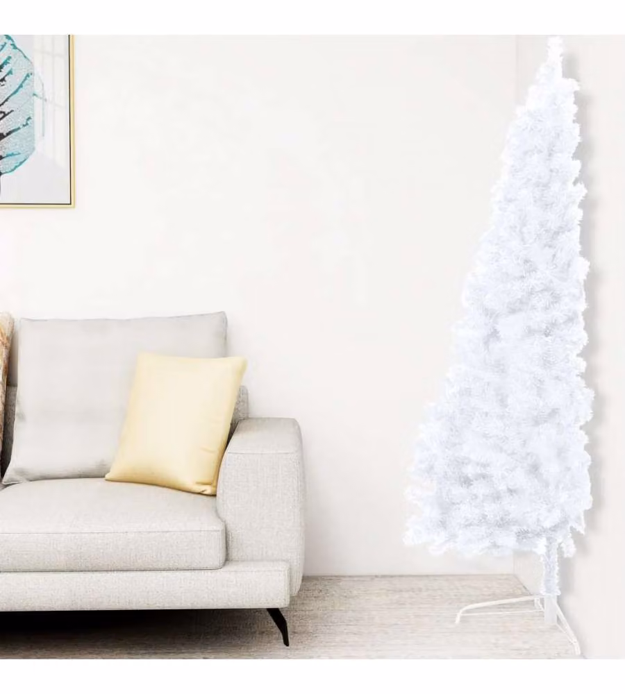 Set Albero Natale Artificiale a Metà LED Palline Bianco 150cm