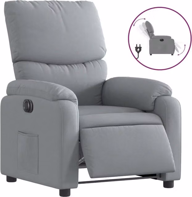 Poltrona | Sedia Relax Elettrica Reclinabile Grigio Chiaro in Tessuto