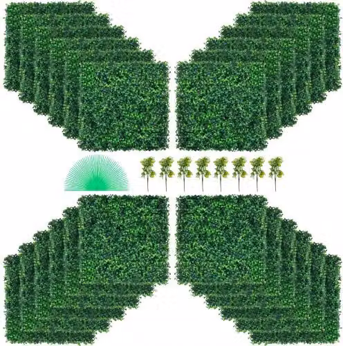 Set di 24 pannelli di siepe artificiale in bosso Vevor, colore verde, L/P: 50,8 x 50,8 cm, spessore: 4 cm