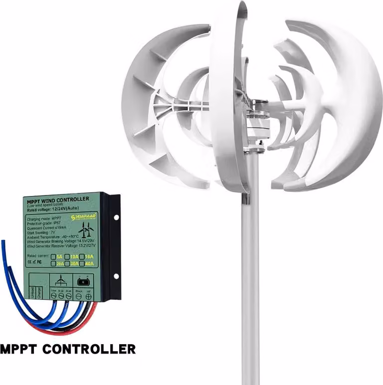 Turbina eolica, design verticale, compatibilità con doppia tensione, con controller , 24V