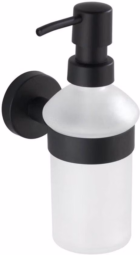 Contenitore per sapone liquido - vetro bordato - nero - acciaio opaco