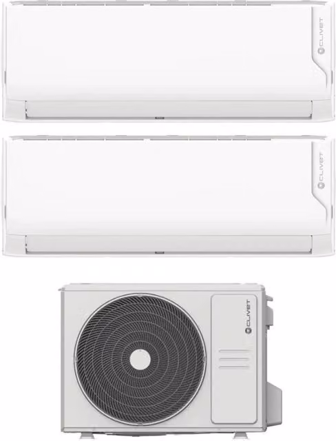 Condizionatore Dual Split Clivet Cristallo2 9+18 con Wi-Fi Integrato e App Control, Colore Bianco