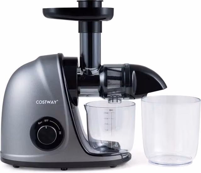 Estrattore di succo a freddo con funzione inverso e motore silenzioso 60dB, 150W, colore argento e grigio