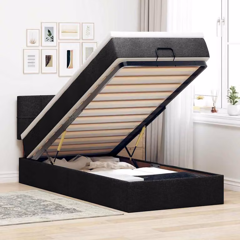 vidaXL Pouf Letto con Materasso, Illuminazione LED e Porta USB, Nero, L: 200 cm, P: 80 cm, H: 88 cm