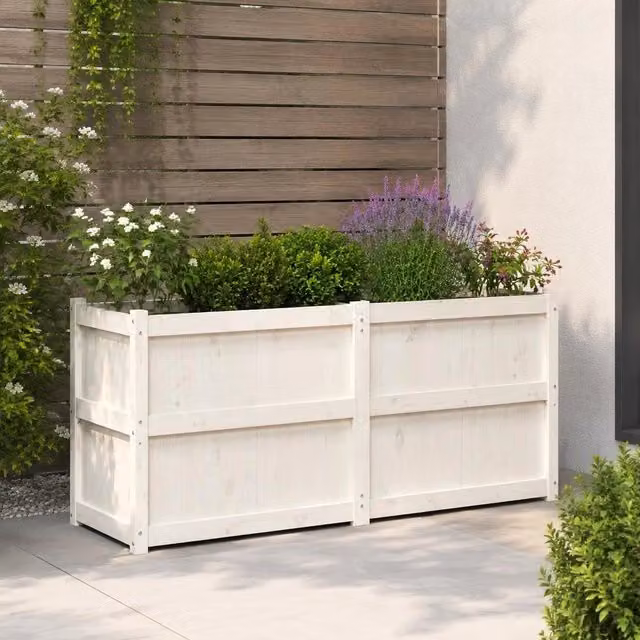 Plant Pot White 150x50x70 Cm Solid Pine Wood