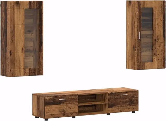 Set mobile TV FLORIN 3 pz | Armadietto TV | Mobile Porta TV Legno vecchio Legno multistrato