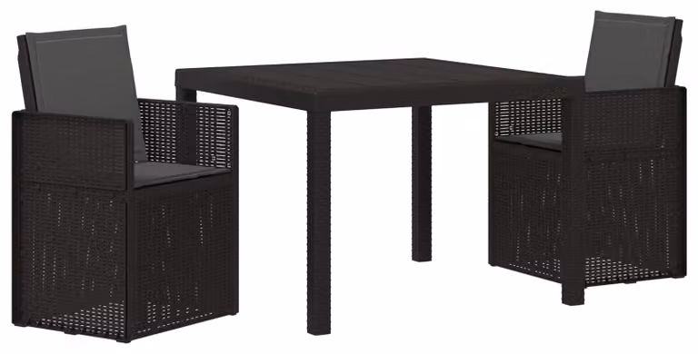 Set da Pranzo per Giardino con cuscino 3 pcs Antracite PP