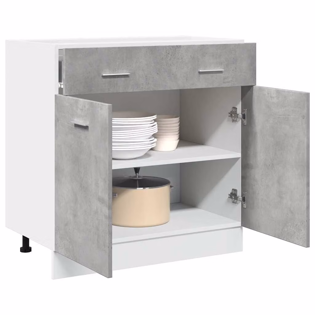 Armadio inferiore con cassetto Lyon vidaXL Grigio Cemento L: 80 cm, P: 46 cm, H: 81,5 cm