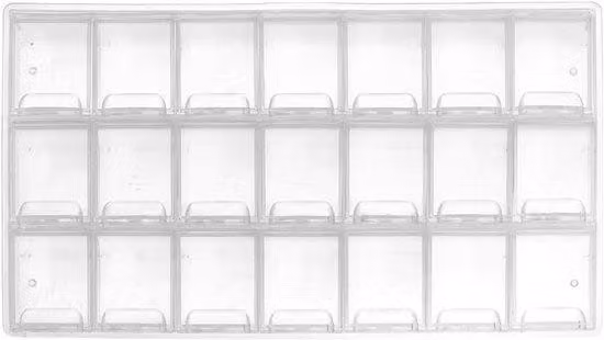 Scatola per lo smistamento e lo stoccaggio con 21 piccoli scomparti e pratici chiusure a scatto - Dimensioni: 24 cm x 12 cm x 2 cm - Versatile nell'uso