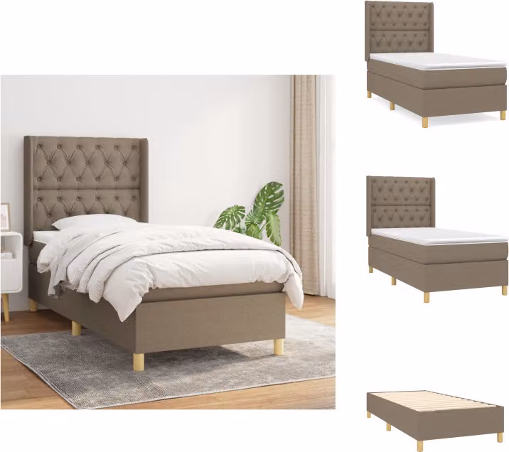 vidaXL Letto a molle con materasso Taupe 80x200 cm in tessuto - Letti e strutture letto