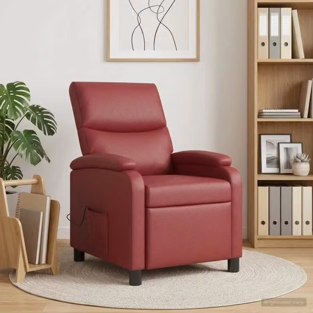 Divano Sedia-Poltrona Massaggiante Rosso Vino Similpelle 467437