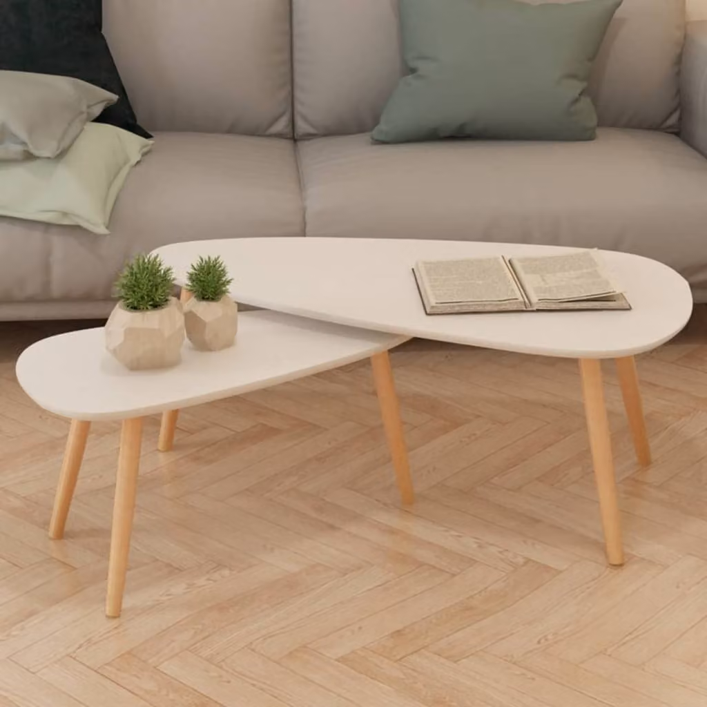 Maison Exclusive - Set di 2 tavolini da salotto in legno massello di pino bianco