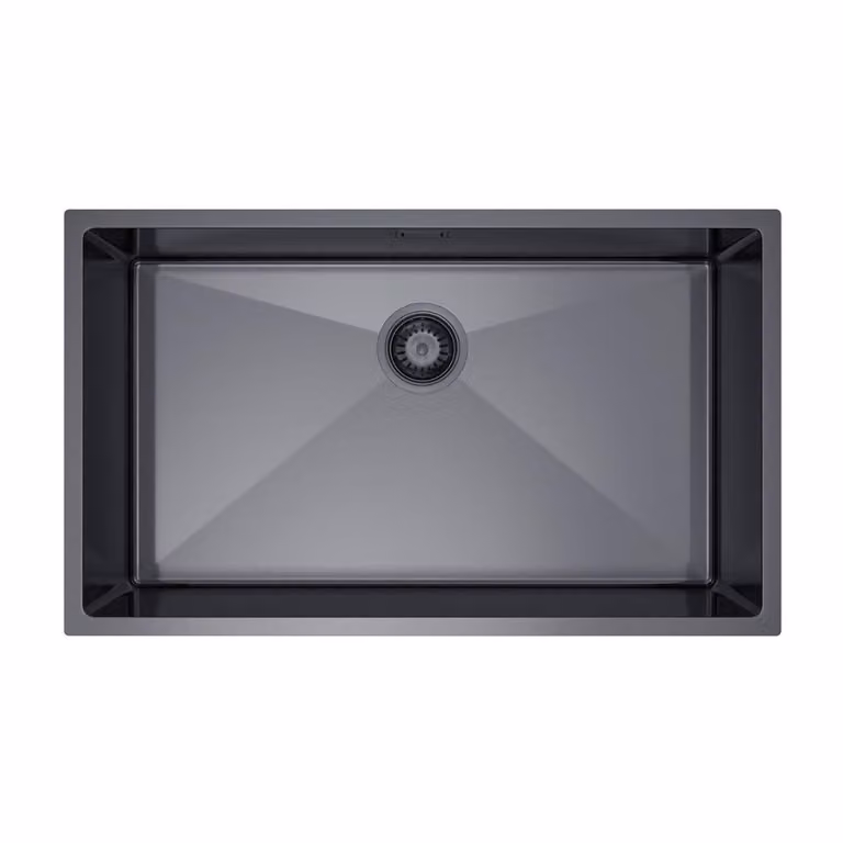VBChome Lavello da cucina 74×44 cm in acciaio inossidabile color grafite senza sgocciolatoio, 1 vasca, lavello da incasso, profondità 21 cm, mobile sottolavello minimo 80 cm, lavello da incasso