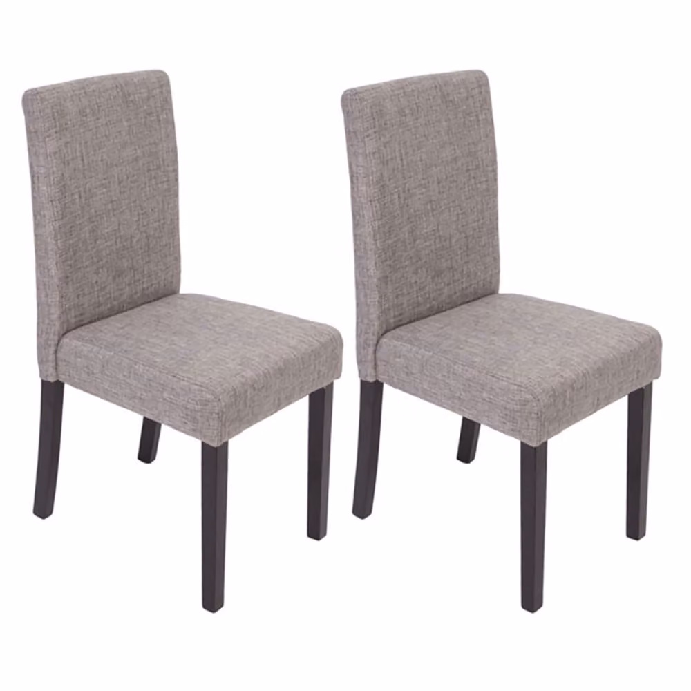 set di 2 sedie per sala da pranzo Sedia da cucina Littau ~ tessile, grigio, gambe scure
