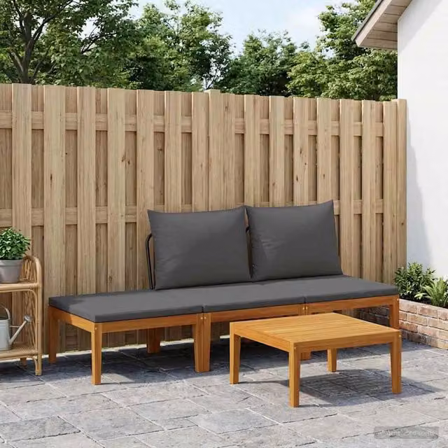Set di 4 sedie da giardino vidaXL in legno di acacia massiccio e corda naturale