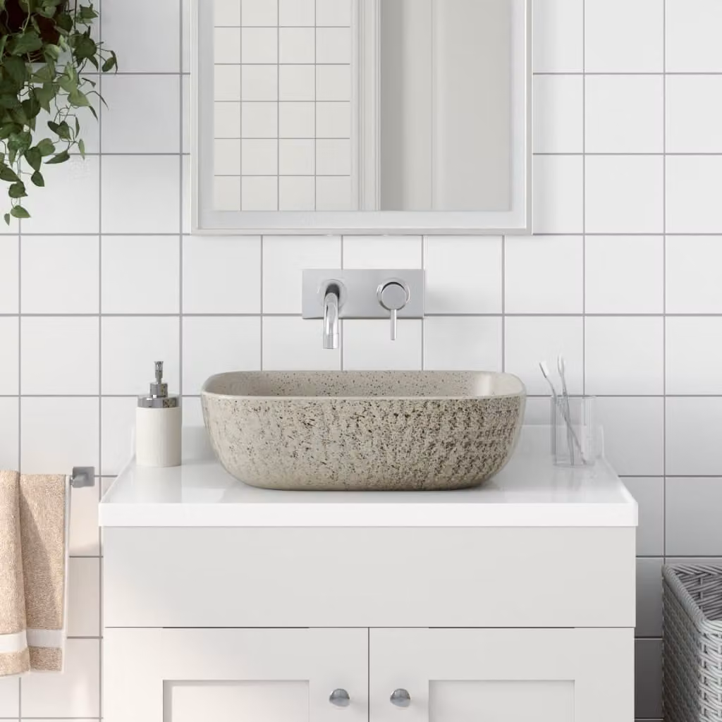 Lavabo da appoggio rettangolare vidaXL in ceramica grigio L: 48 cm, P: 37,5 cm, H: 13,5 cm