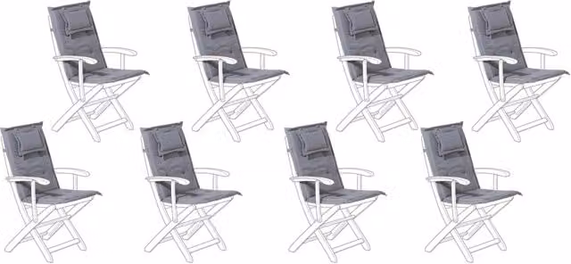 Set di 8 cuscini di ricambio BELIANI per sedie da esterno in poliestere grigio, impermeabili e resistenti ai raggi UV con imbottitura in schiuma, L/P/H: 42 x 40 x 40 cm